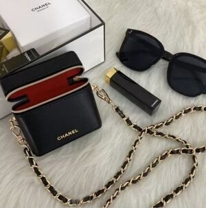 Black Crossbody Lipstick/Essentials Case with Gold Accents